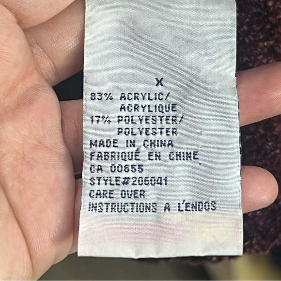 PENNINGTONS Women's Burgundy Sweater Shawl Neck Ribbed Pullover size Large Baggy - Picture 10 of 10